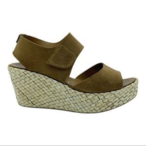 Pedro Garcia Brown Suede Espadrille Wedge Sandals